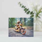 Acorn elf riding the motorbike postkarte (Stehend Vorderseite)