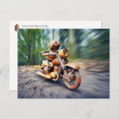 Acorn elf riding the motorbike postkarte (Vorne/Hinten)