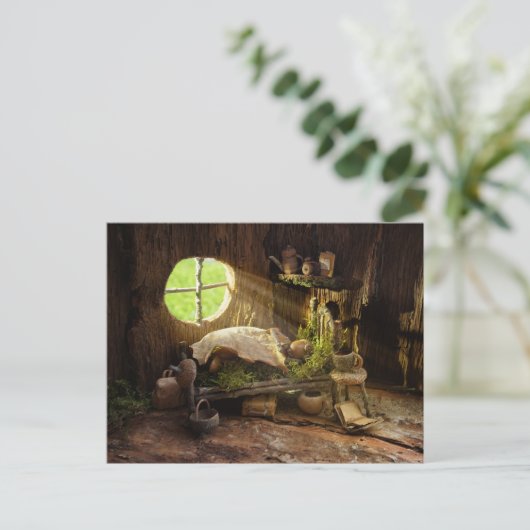 Acorn Elf schlafend in seinem Haus Postkarte (Stehend Vorderseite)