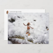 Acorn elf Schnee essen - Winterpostkarte Postkarte (Vorne/Hinten)