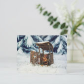 Acorn Elf sitzend im Winter auf der Toilette Postkarte (Stehend Vorderseite)