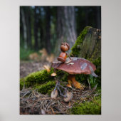 Acorn elf with bike resting on mushroom poster (Vorne)