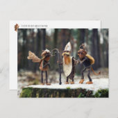 Acorn Elfen als Engel, Teufel und Saint Nicholas Postkarte (Vorne/Hinten)