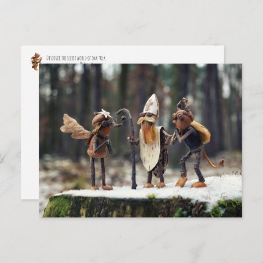 Acorn Elfen als Engel, Teufel und Saint Nicholas Postkarte (Vorne/Hinten)