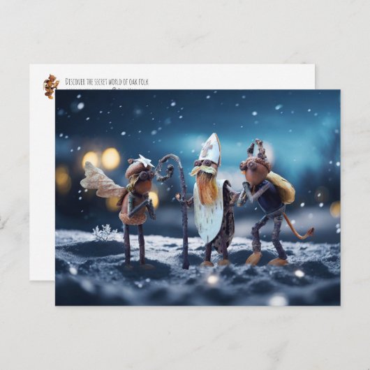 Acorn Elfen als Engel, Teufel und Saint Nicholas Postkarte (Vorne/Hinten)