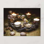 Acorn-Elfen auf Adventskranz - Weihnachts-Postkart Postkarte (Vorderseite)