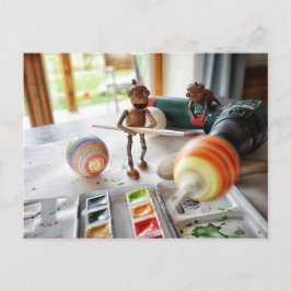 Acorn Elfen dekorieren Ostereier Ostern Postkarte