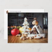 Acorn Elfen essen Weihnachtsgingerbrot Postkarte (Vorne/Hinten)