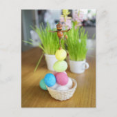 Acorn Elfen mit Ostereiern Ostern Postkarte (Vorderseite)