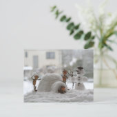 Acorn-Elfen spielen mit der Schnee-Winter-Postkart Postkarte (Stehend Vorderseite)