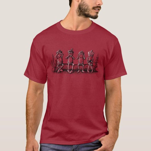 Acorn elves als Parodie der Drei-Wege-Affen T-Shirt (Vorderseite)