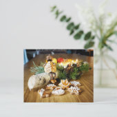 Acorn elves eating Christmas gingerbreads Postkarte (Stehend Vorderseite)