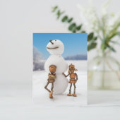 Acorn Elves machen eine Winterpostkarte für einen Postkarte (Stehend Vorderseite)