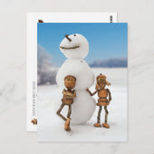 Acorn Elves machen eine Winterpostkarte für einen  Postkarte (Vorne/Hinten)