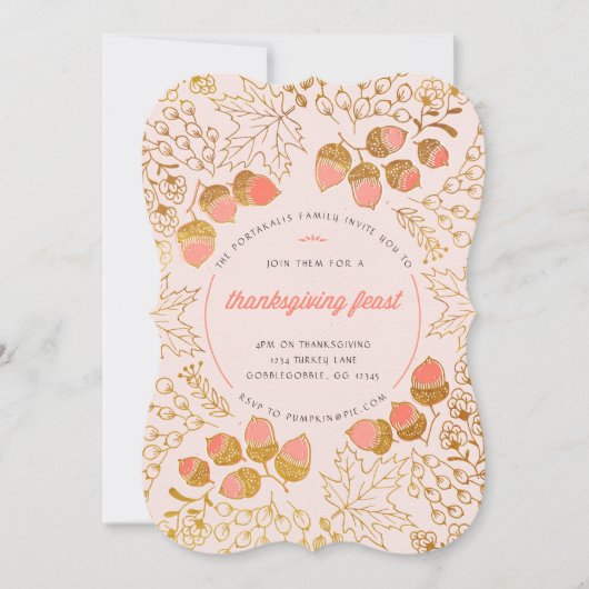 Acorn Erntedank Einladung (Vorderseite)