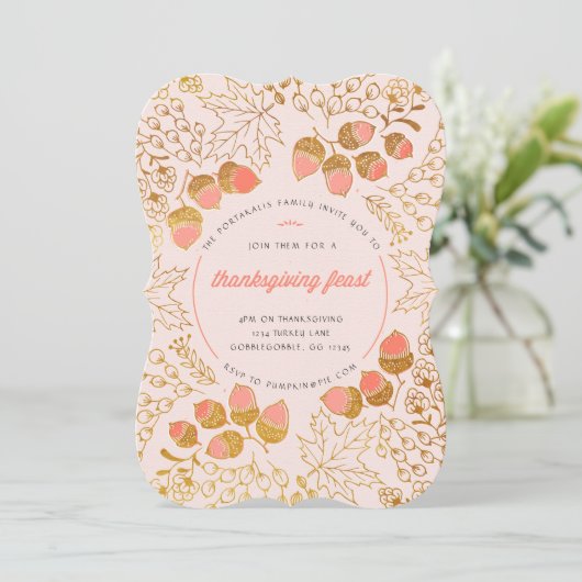 Acorn Erntedank Einladung (Stehend Vorderseite)