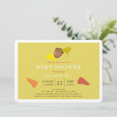 Acorn & Fall Ginkgo Blätter Kinderdusche Einladung (Stehend Vorderseite)