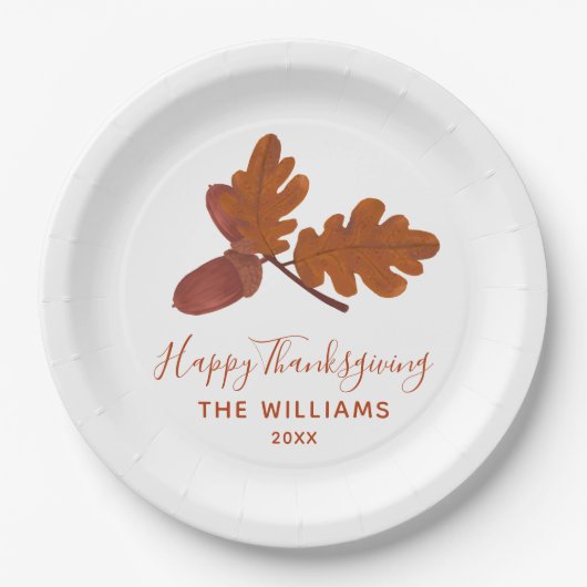Acorn "Happy Thanksgiving" Personalisiert Pappteller (Vorderseite)