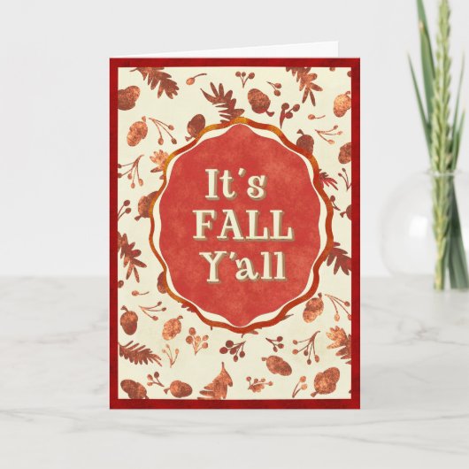 Acorn It’s Fall Y’all Autumn Card Cozy Southern Karte (Vorderseite)