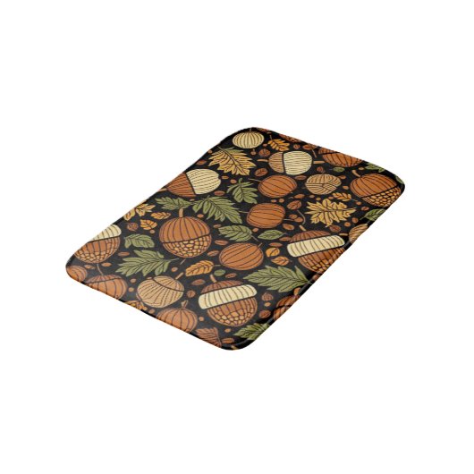 Acorn Pattern Harvest Day Bath Mat Badematte (Schrägansicht)