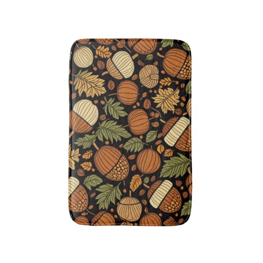Acorn Pattern Harvest Day Bath Mat Badematte (Vorderseite Vertikal)