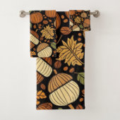 Acorn Pattern Harvest Day Bath Mat Badhandtuch Set (Insitu)