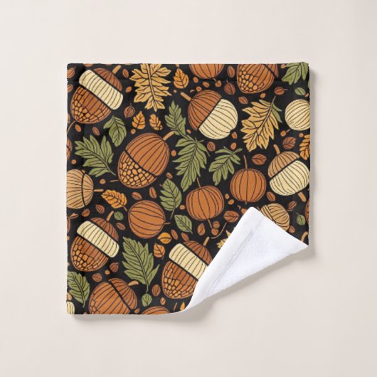 Acorn Pattern Harvest Day Bath Mat Badhandtuch Set (Waschlappen)