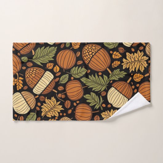 Acorn Pattern Harvest Day Bath Mat Badhandtuch Set (Handtuch)
