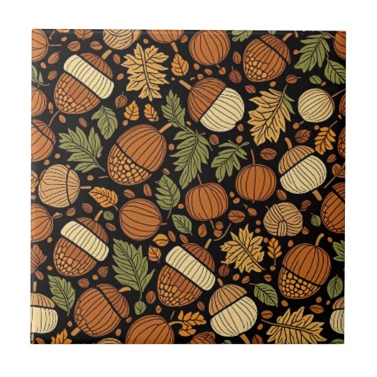 Acorn Pattern Harvest Day Keramik Tile Fliese (Vorderseite)