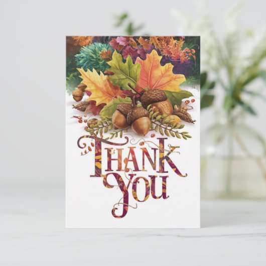 Acorn Pumpkin Herbst Dankeskarte (Stehend Vorderseite)