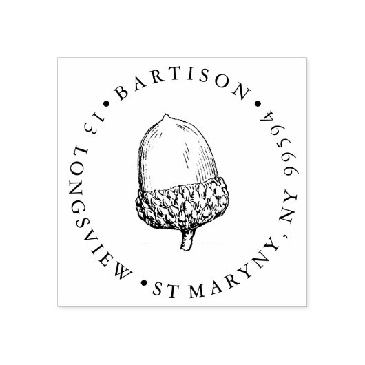 Acorn ROUND RÜCKSENDEADRESSE Gummistempel (Prägung)