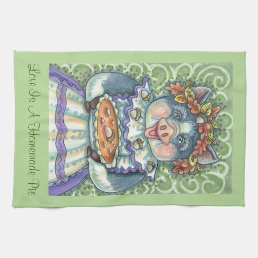 ACORN & SQUASH PIE, ERNTEDANK PIG KÜCHENSTADT GESCHIRRTUCH (Horizontal)