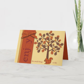 Acorn Tree mit Eichhörnchen für Erntedank Feiertagskarte