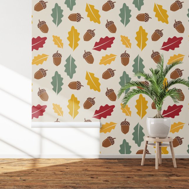 Acorn und Herbstlaub Tapete (Acorn & Fall Leaves Wallpaper)
