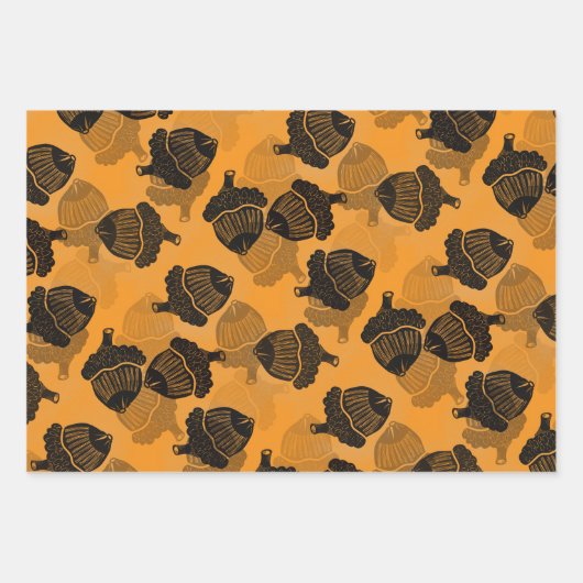 Acorn Woodblock Geschenkpapier Set (Vorderseite 2)