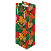 Acorne und Blätter III Geschenktüte Für Weinflaschen (Vorderseite Schrägansicht)