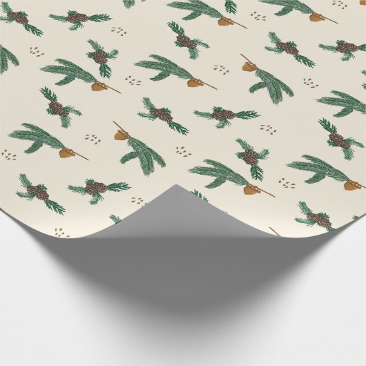 Acorne und Kiefernäste Geschenkpapier (Ecke)