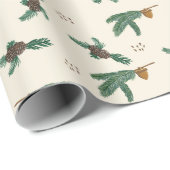 Acorne und Kiefernäste Geschenkpapier (Rolleneckpunkt)