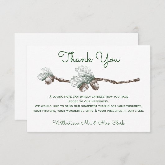 Acorns auf Twigs Dankeschön Karte (Vorne/Hinten)