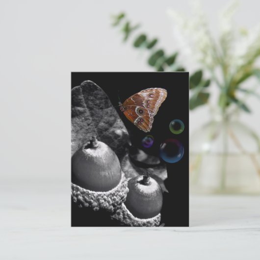 Acorns Butterfly und Blasen Postkarte (Stehend Vorderseite)