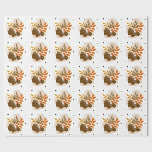 Acorns Fall Herbstmauer Kunst Geschenkpapier (Flach)