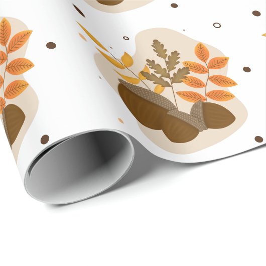 Acorns Fall Herbstmauer Kunst Geschenkpapier (Rolleneckpunkt)
