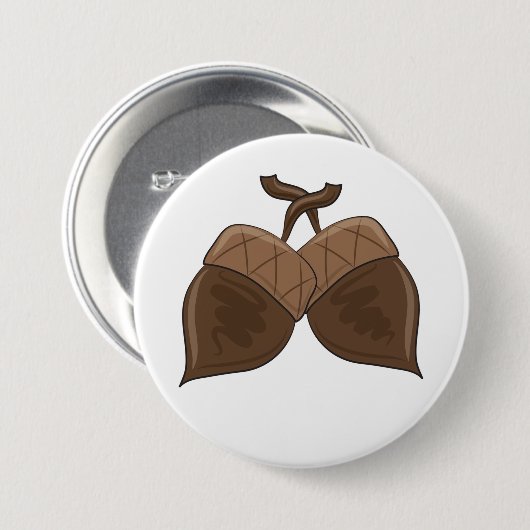 Acorns Rustikale Herbstwälder Natur Button (Vorne & Hinten)