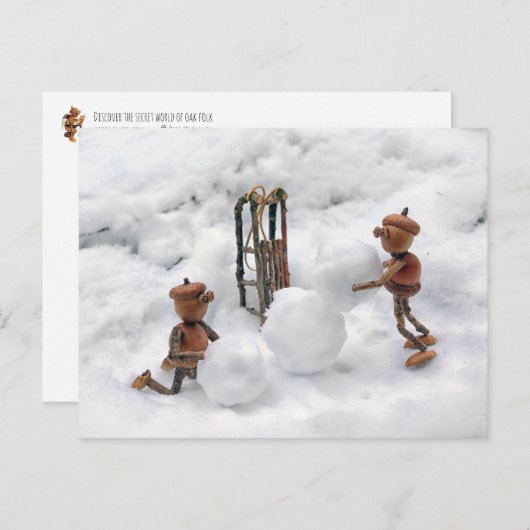 Acors elves Gebäude ein Schneemann Winterpostkarte Postkarte (Vorne/Hinten)