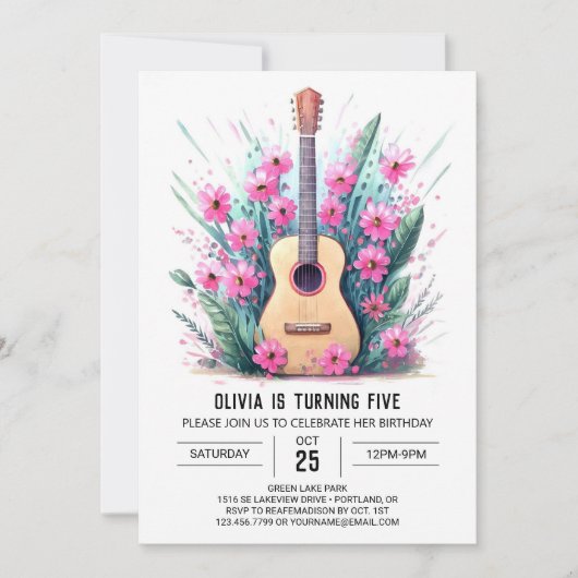 Acoustic Ballad Guitar Geburtstag Einladung (Vorderseite)