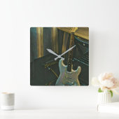 acoustic bass electric guitar gift quadratische wanduhr (Zuhause)