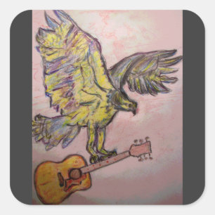 Acoustic Fish Hawk Quadratischer Aufkleber