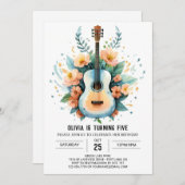 Acoustic Fun Guitar Geburtstag Einladung (Vorne/Hinten)