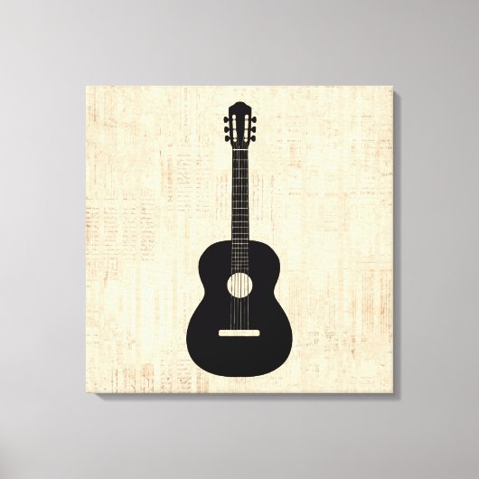 Acoustic Gitarre Art Script Hintergrund Leinwanddruck (Vorderseite)