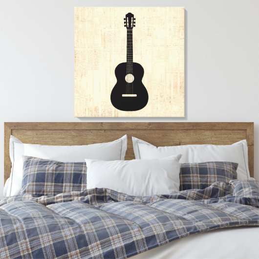 Acoustic Gitarre Art Script Hintergrund Leinwanddruck (Insitu (Schlafzimmer))